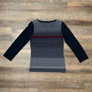 Nautica | Black Striped Half Sleeve Top